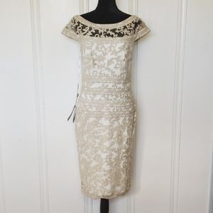 NWT Tadashi Shoji Boatneck Lace Overlay Dress